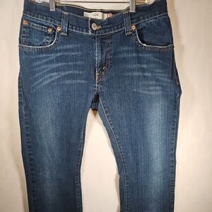 Levi's 542 Women Blue Distressed Denim Jeans Low Rise Flap Pockets Size 14M